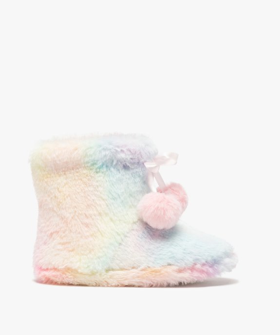 Chaussons fille boots en matière peluche arc-en-ciel vue1 - GEMO 4G FILLE - GEMO