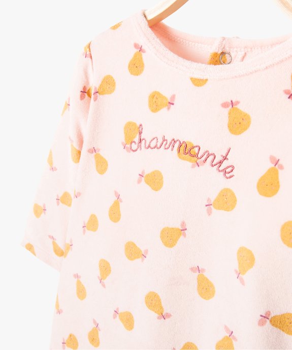Pyjama bébé fille en velours imprimé poires et broderie vue4 - GEMO(BB COUCHE) - GEMO