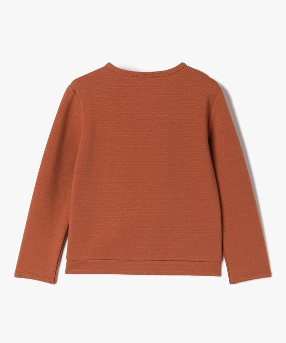 Sweat zippé à col rond avec motifs pailletés fille vue3 - GEMO (ENFANT) - GEMO
