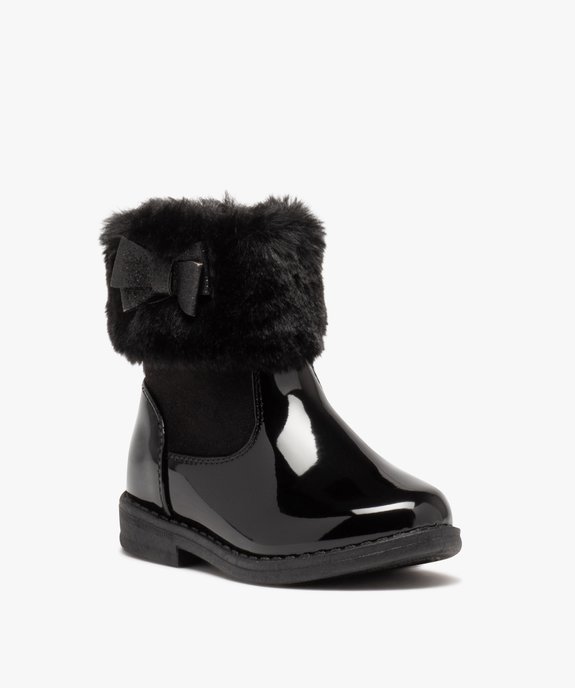Bottines vernies à col fourrure imitation fille vue2 - GEMO (ENFANT) - GEMO