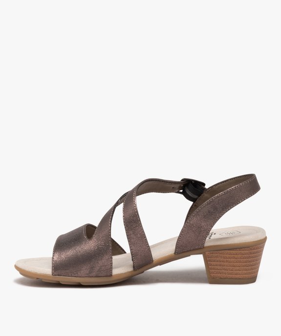 Sandales femme confort à petit talon carré et brides pailletées vue3 - GEMO (CONFORT) - GEMO