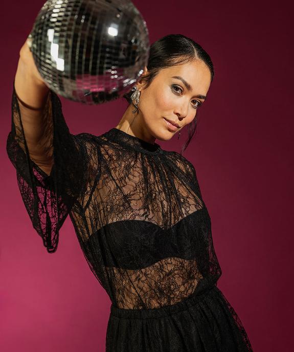 Blouse manches longues en dentelle transparente femme vue2 - GEMO(FEMME PAP) - GEMO