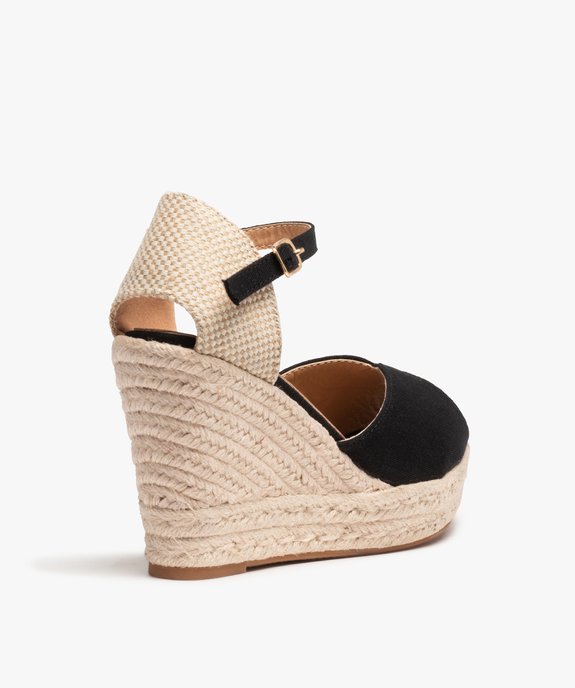 Sandales femme compensées en corde dessus satin uni vue4 - SANS MARQUE - GEMO