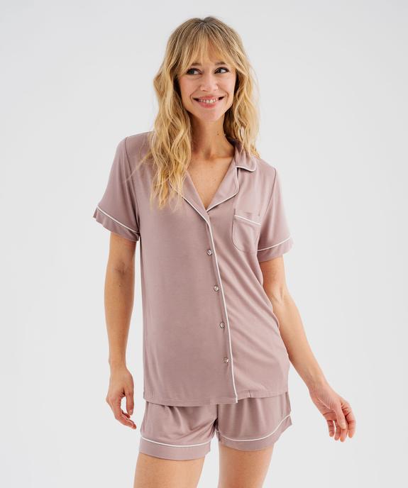 Pyjashort fluide avec haut chemise femme vue4 - GEMO 4G FEMME - GEMO
