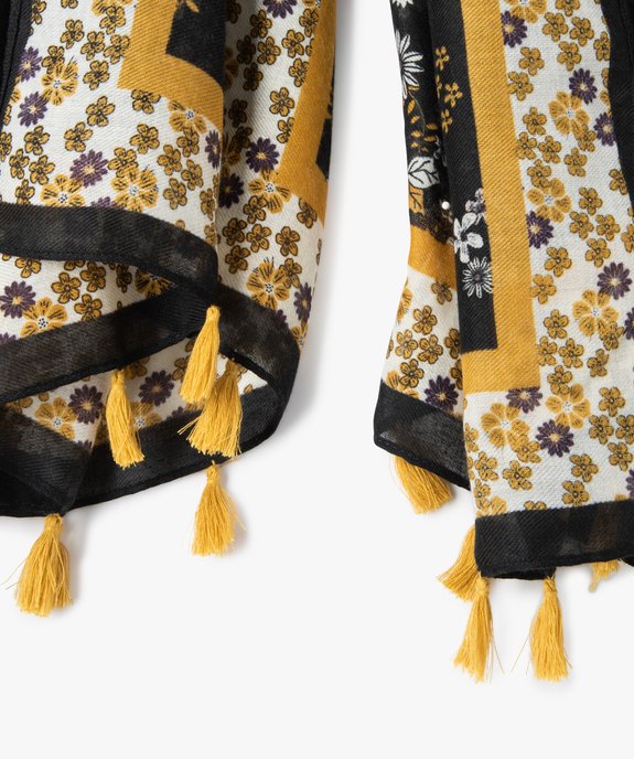 Foulard femme à motifs fleuris et finitions pompons vue2 - GEMO (ACCESS) - GEMO