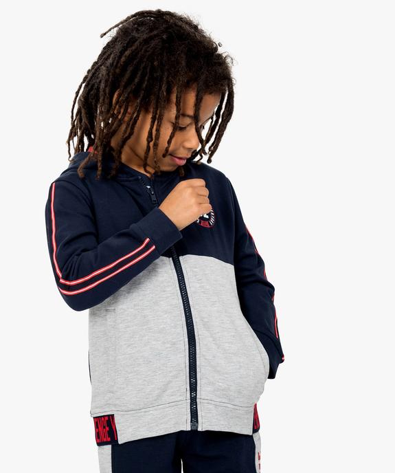 Sweat à capuche zippé bicolore garçon  vue1 - GEMO (ENFANT) - GEMO