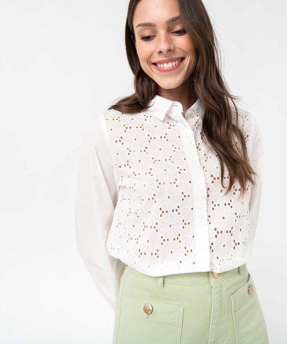 Chemise femme en broderie anglaise ajourée vue2 - GEMO(FEMME PAP) - GEMO