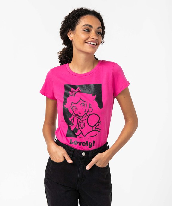Tee-shirt femme à manches courtes imprimé Princess Peach - Super Mario vue1 - MARIO - GEMO