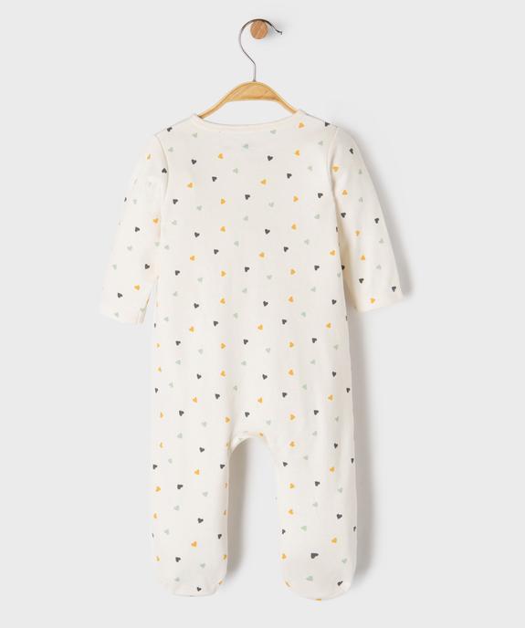 Pyjama dors bien en coton imprimé coeurs ouverture devant par zip bébé vue3 - GEMO 4G BEBE - GEMO