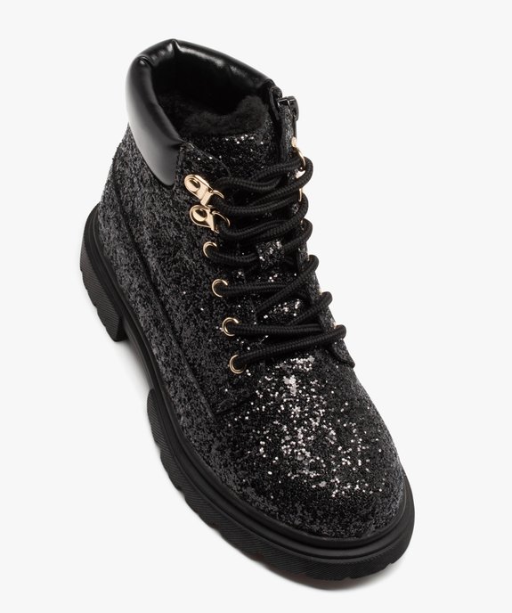 Boots fourrées à paillettes et lacets fille vue5 - GEMO (ENFANT) - GEMO