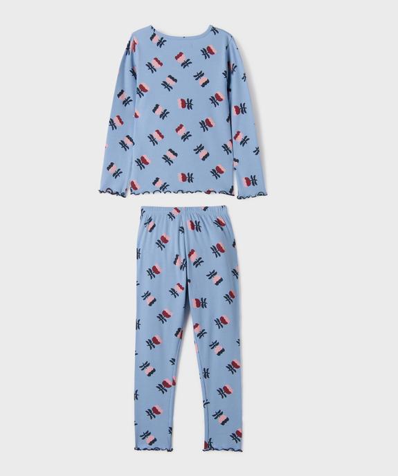 Pyjama en maille côtelée à motifs fleuris fille vue1 - GEMO 4G FILLE - GEMO