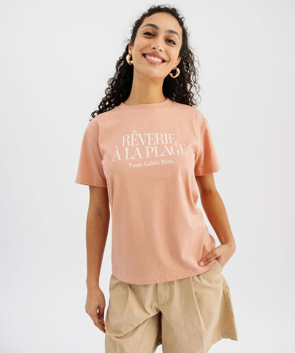 Tee-shirt manches courtes à message femme vue1 - GEMO 4G FEMME - GEMO