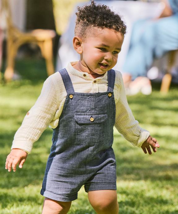Salopette courte à rayures bébé vue1 - GEMO(BEBE DEBT) - GEMO