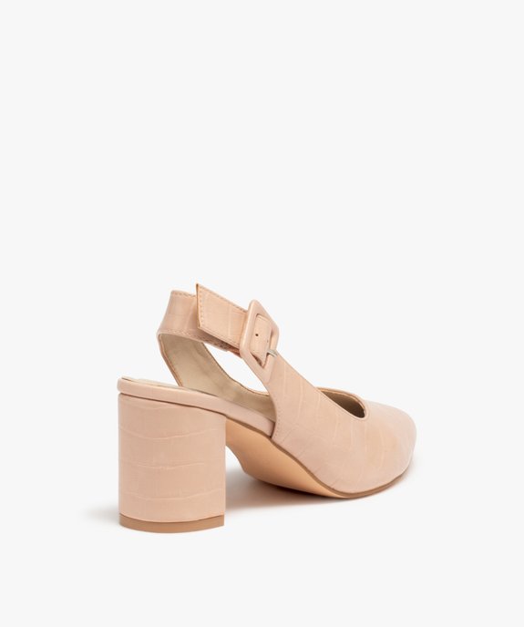 Escarpins femme unis à talon ouvert et bout amande vue4 - GEMO(URBAIN) - GEMO