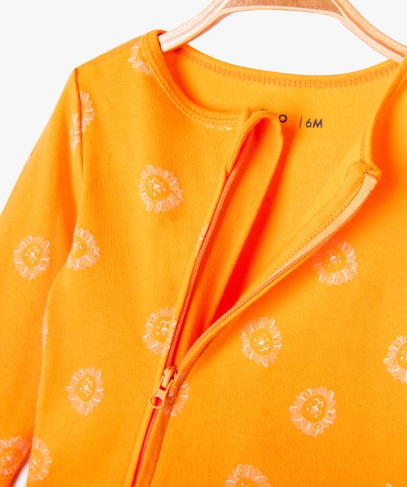 Pyjama en coton zippé devant à motifs lions bébé garçon vue2 - GEMO 4G BEBE - GEMO