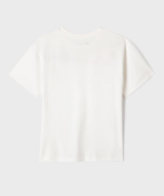 Tee-shirt manches courtes en jersey de coton imprimé graphique fille vue3 - GEMO 4G FILLE - GEMO