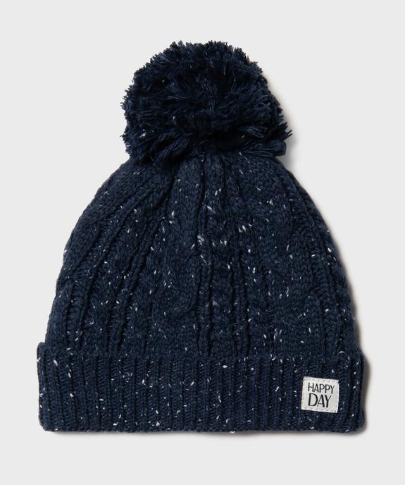 Bonnet à pompon en maille chinée bébé garçon vue1 - GEMO(BEBE DEBT) - GEMO