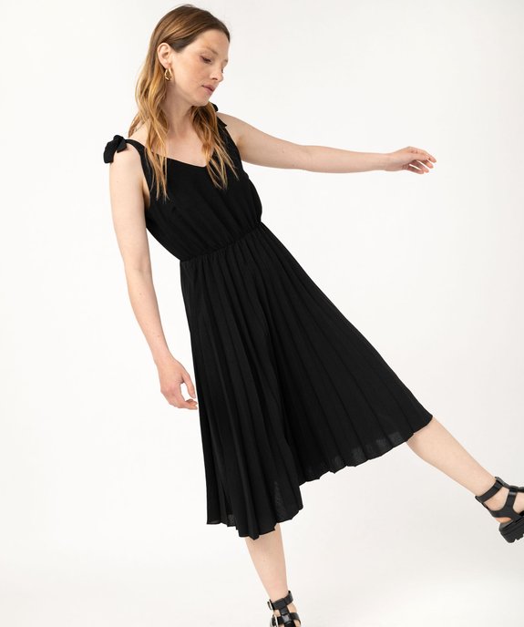 Robe à bretelles nouées avec bas plissé femme vue1 - GEMO(FEMME PAP) - GEMO