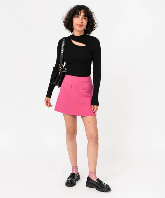 Pull côtelé à col montant avec ouverture buste femme vue5 - GEMO 4G FEMME - GEMO