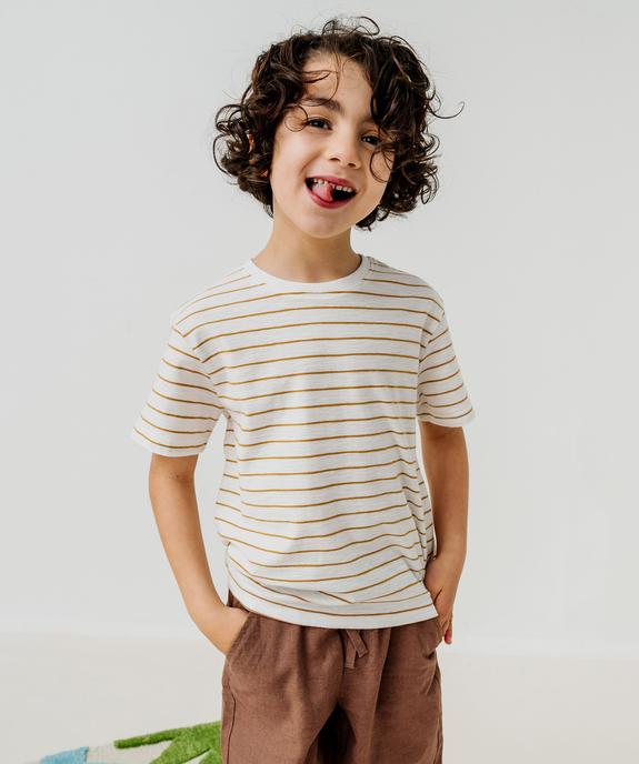 Tee-shirt manches courtes à rayures garçon vue1 - GEMO 4G GARCON - GEMO