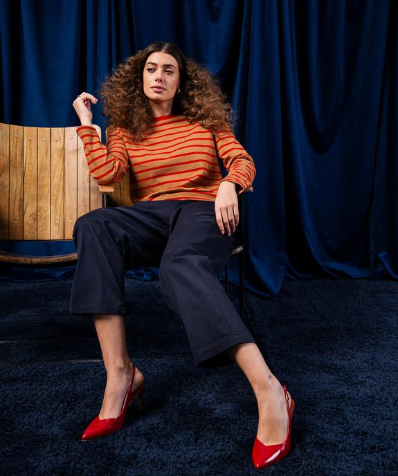 Pantalon barrel en coton stretch à taille élastiquée femme vue1 - GEMO(FEMME PAP) - GEMO