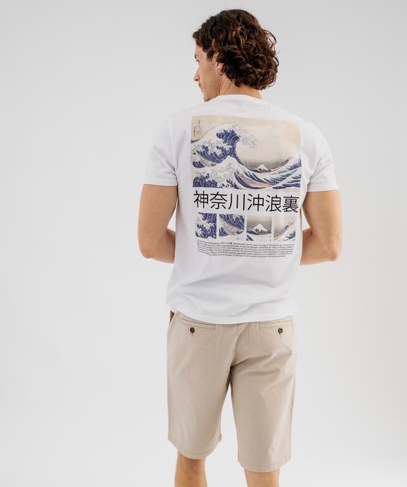 Tee-shirt manches courtes en jersey de coton imprimé devant et dos homme - Hokusai vue3 - HOKUSAI - GEMO