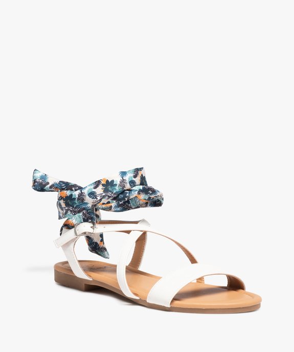 Sandales femme à talon plat et bride foulard vue2 - GEMO (CASUAL) - GEMO