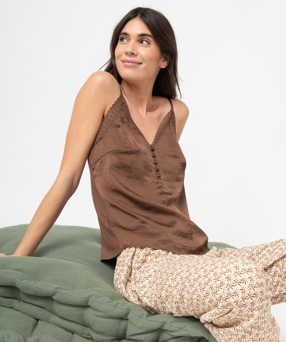 Débardeur femme bi-matières à fines bretelles vue1 - GEMO(HOMWR FEM) - GEMO
