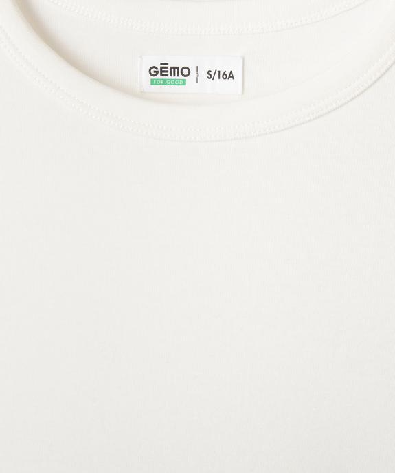 Tee-shirt col rond uni fille vue2 - GEMO 4G FILLE - GEMO