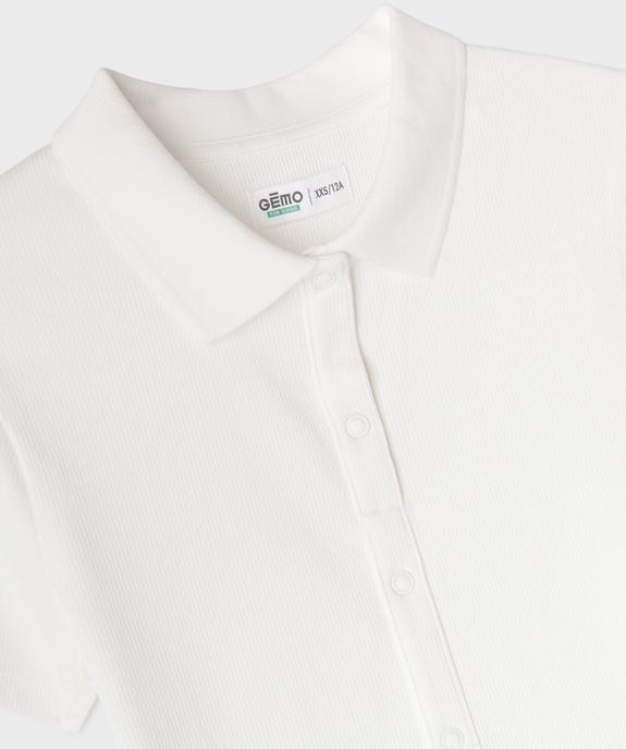 Polo en maille côtelée avec boutons fantaisie fille vue2 - GEMO 4G FILLE - GEMO