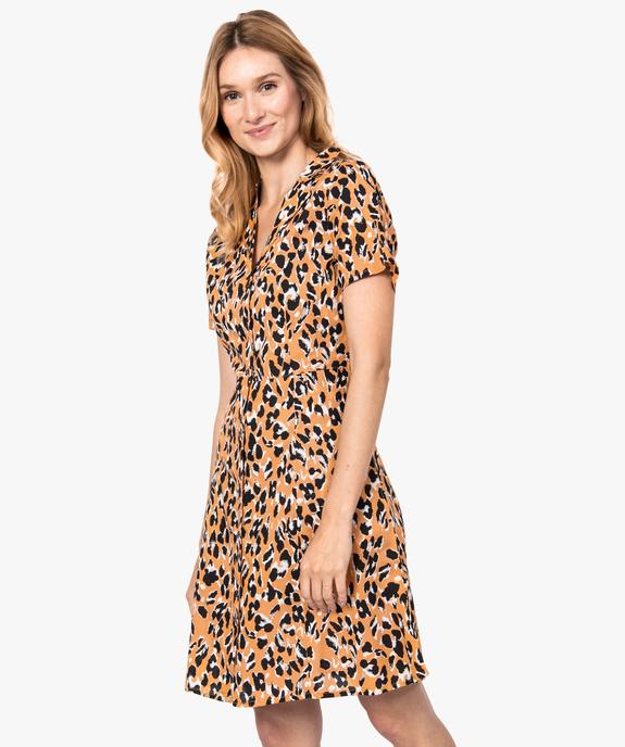 Robe femme forme chemise à motif léopard vue1 - GEMO(FEMME PAP) - GEMO