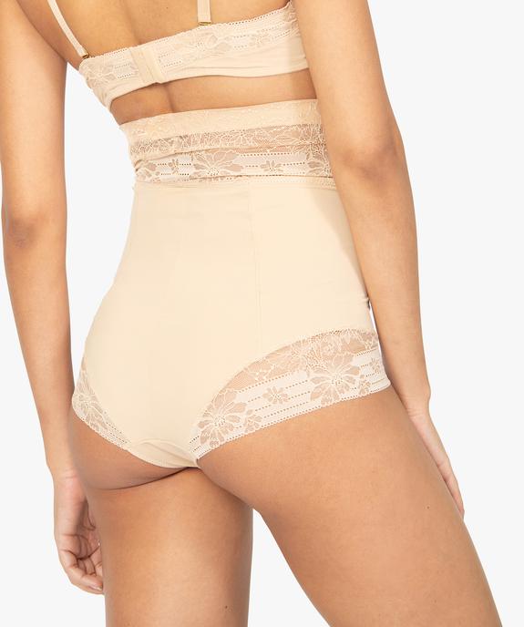 Culotte femme gainante taille très haute en microfibre et dentelle vue2 - GEMO(HOMWR FEM) - GEMO
