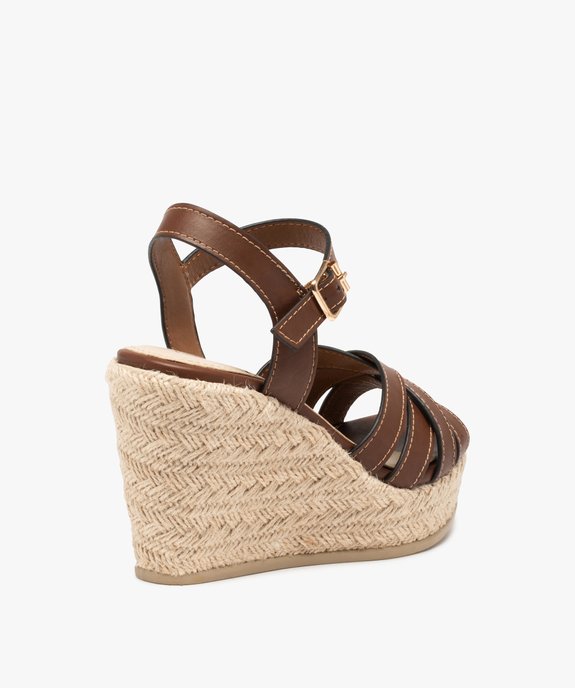 Sandales femme à talon compensé et brides croisées vue4 - GEMO(URBAIN) - GEMO