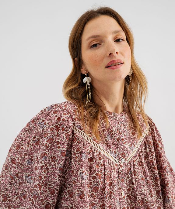 Blouse ample en voile de coton imprimé femme vue2 - GEMO 4G FEMME - GEMO