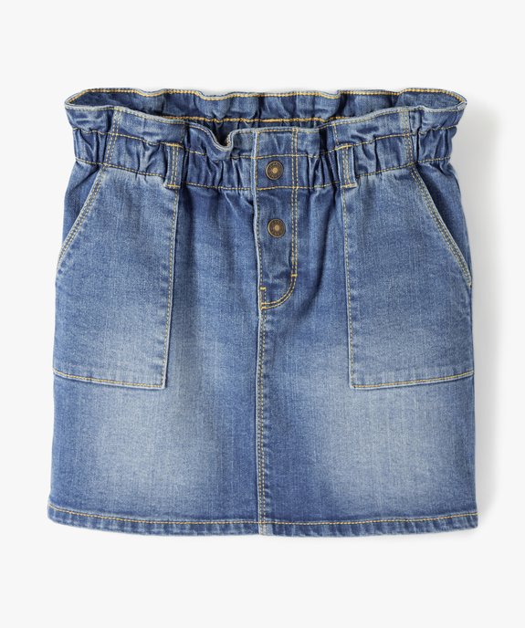 Jupe fille en jean avec taille froncée vue2 - GEMO 4G FILLE - GEMO