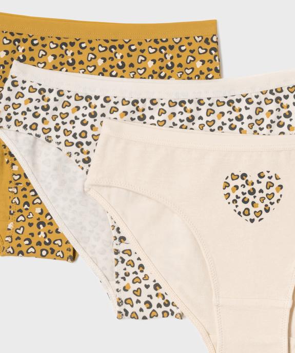 Culottes en coton biologique à motif léopard fille (lot de 3) vue2 - GEMO 4G FILLE - GEMO