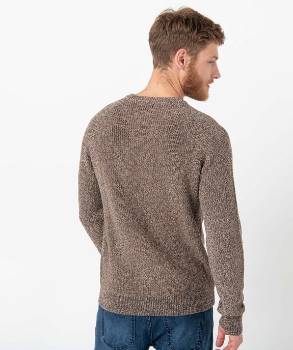 Pull homme à col rond en maille chinée vue3 - GEMO (HOMME) - GEMO