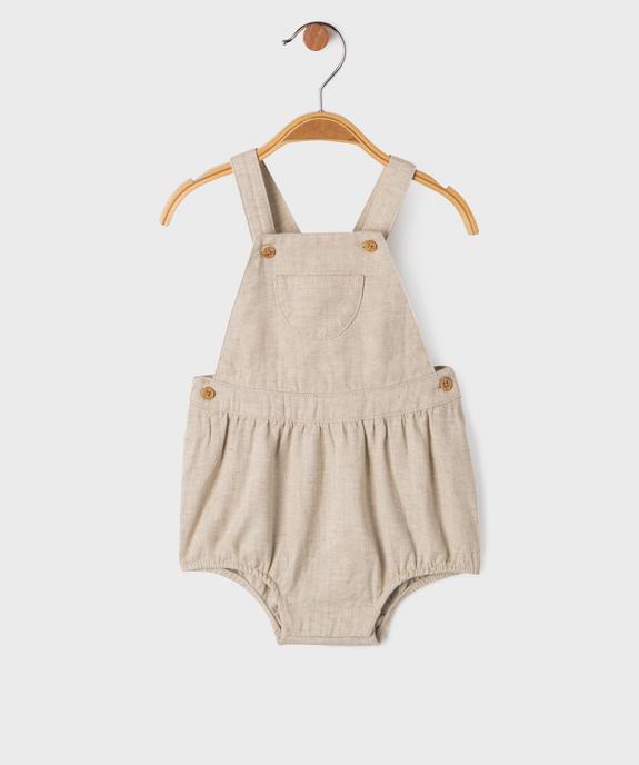 Salopette ultra courte en coton et lin bébé garçon vue1 - GEMO 4G BEBE - GEMO