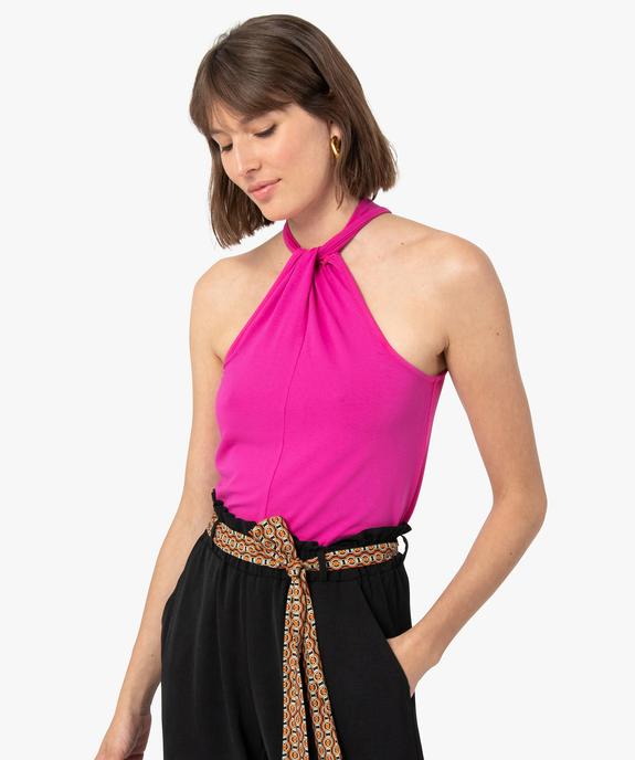 Débardeur femme avec encolure américaine noué devant vue1 - GEMO(FEMME PAP) - GEMO