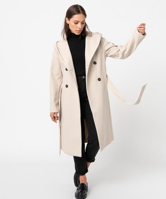 Manteau mi-long à grand col capuche femme vue1 - GEMO(FEMME PAP) - GEMO