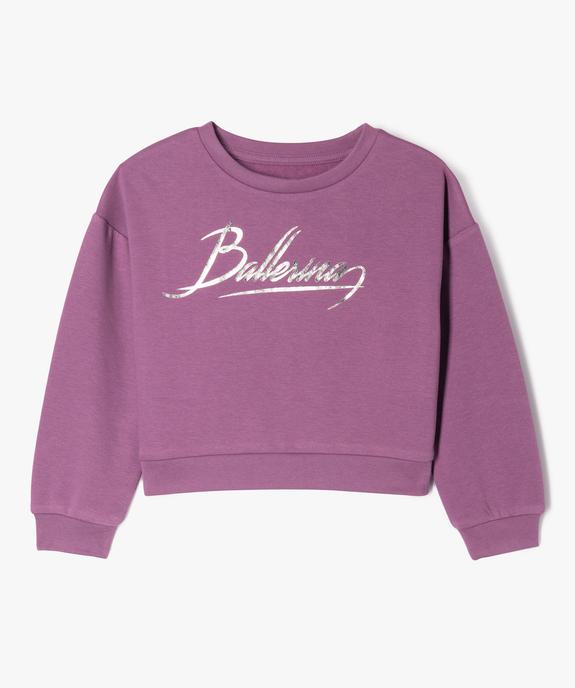 Sweat cropped imprimé brillant devant et dos fille vue2 - GEMO (ENFANT) - GEMO