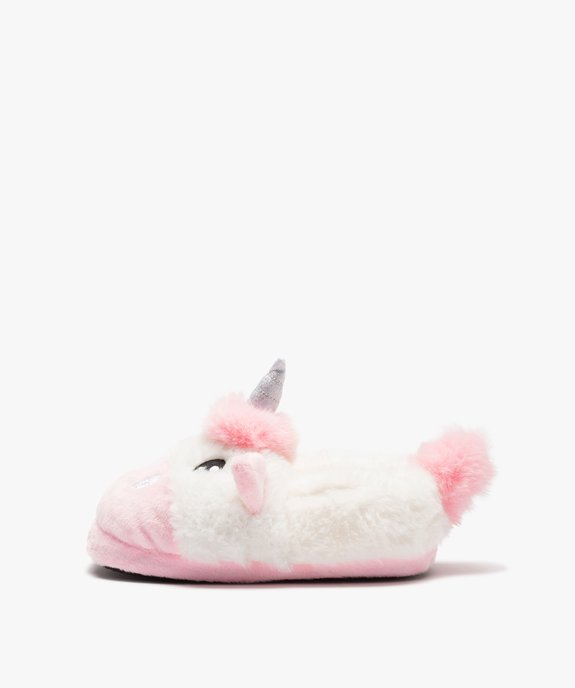 Chaussons fille 3D licorne en textile peluche vue3 - GEMO (ENFANT) - GEMO
