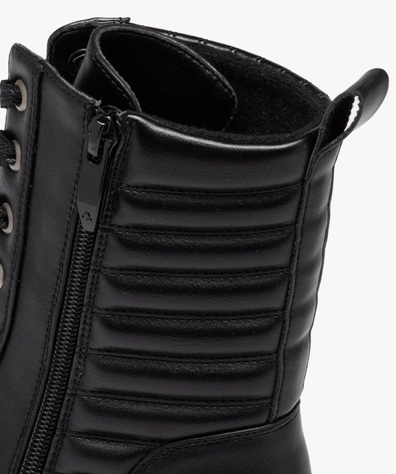 Boots motardes à tige matelassée et grosse semelle crantée femme vue7 - GEMO (CASUAL) - GEMO