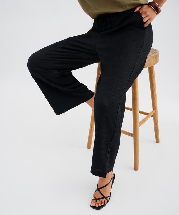 Pantalon ample en matière texturée avec ceinture élastique femme vue1 - GEMO 4G FEMME - GEMO