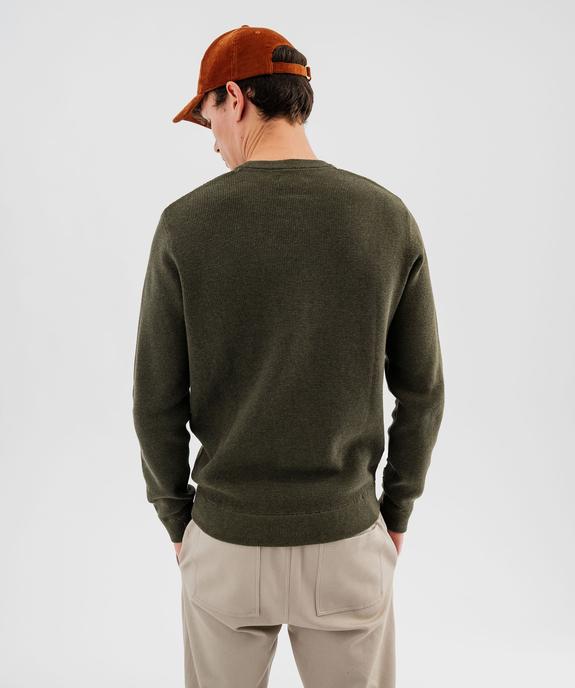 Pull col rond en coton uni homme vue3 - GEMO (HOMME) - GEMO