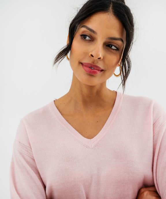 Pull col V en maille fine femme vue2 - GEMO(FEMME PAP) - GEMO