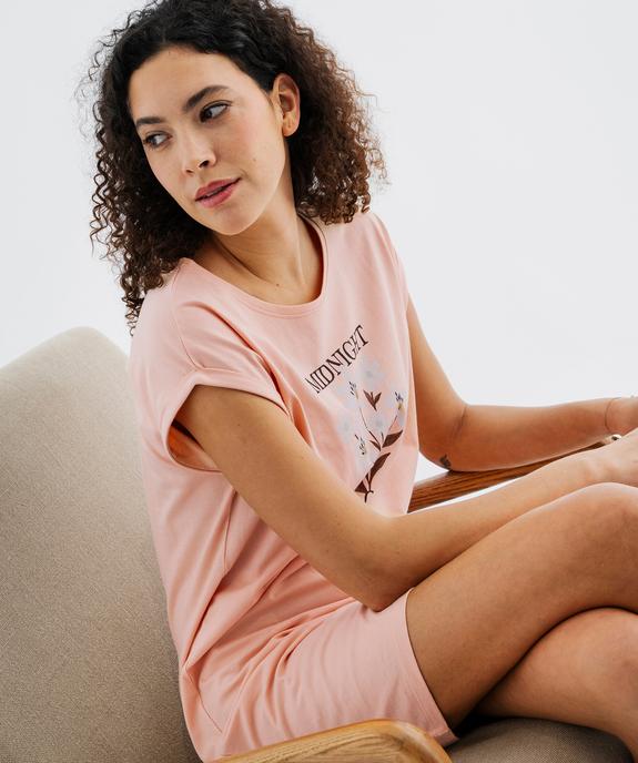 Chemise de nuit à manches courtes avec motif femme vue1 - GEMO 4G FEMME - GEMO