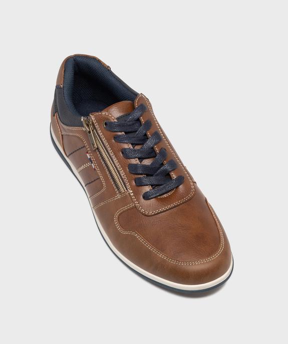 Baskets basses surpiquées à lacets, zip et fine semelle homme - Urban Steps vue5 - URBAN STEPS - GEMO