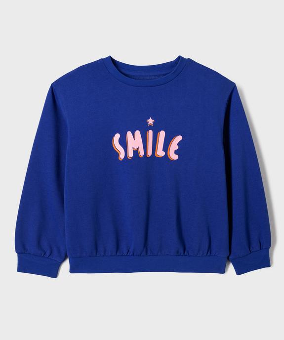 Sweat ample avec inscription poitrine fille vue1 - GEMO 4G FILLE - GEMO