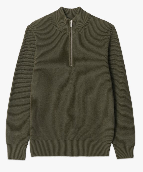 Pull en grosse maille côtelée col camionneur zippé homme vue5 - GEMO (HOMME) - GEMO